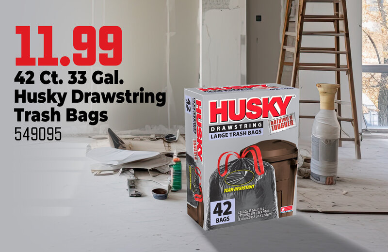 42 Ct. 33 Gal.  Husky Drawstring  Trash Bags